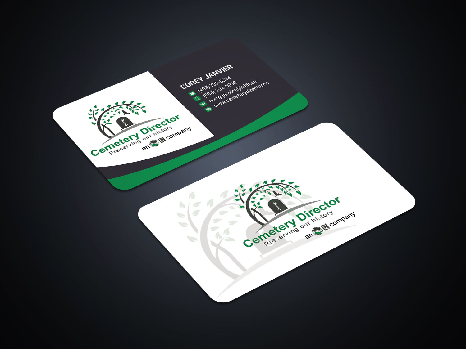 business card design mock up on dark background